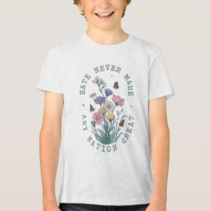 Camiseta Anti Trump Floral Borboletas Democrata Presidente