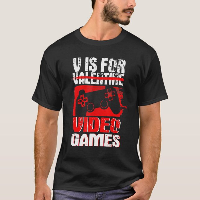 Camiseta Anti Valentines Day Video Games Gamer Boys  Men (Frente)