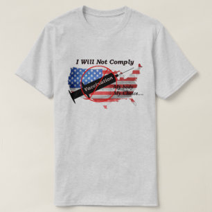 Camiseta Anti Vax My Body My Choice Red White Bandeira EUA