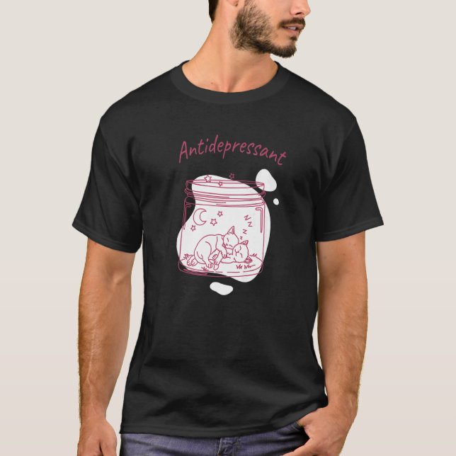Camiseta Antidepressiva de Gato em Pote para Gatin (Frente)