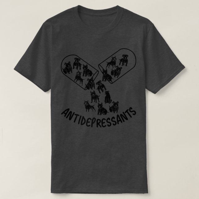 Camiseta Antidepressivos, Amantes De Cachorro De Pitbull, C (Frente do Design)