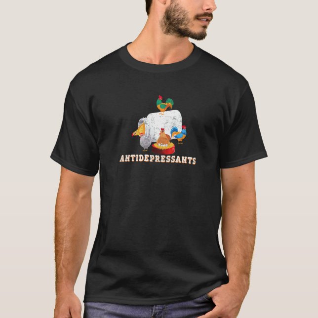 Camiseta Antidepressivos  Frango  Fazendeiros de Frango da  (Frente)