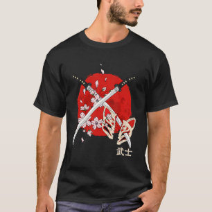 Camiseta Antiga cerejeira japonesa Flor Samurai Katana Swo