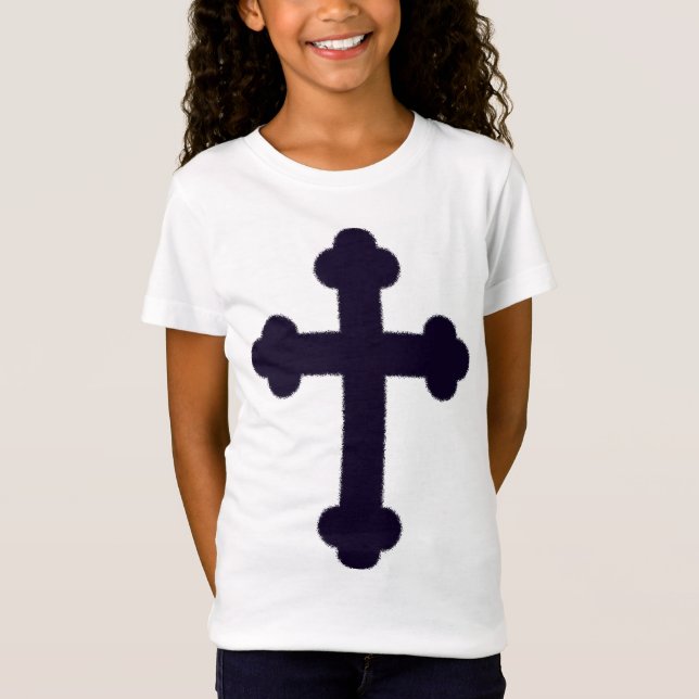 Camiseta Antiga cruz cristã roxa (Frente)