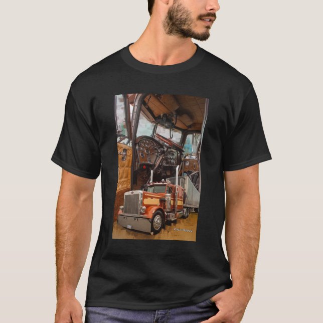 Camiseta Antiga Escola Peterbilt Interior e Clássico de Cam (Frente)