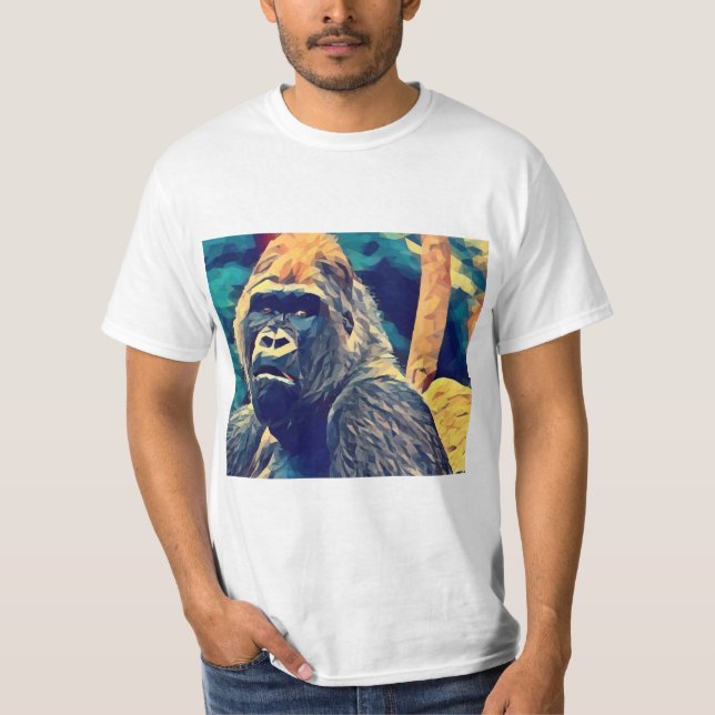Camiseta Antiga Gorilla Original Abstrato, Arte da selva (Frente)