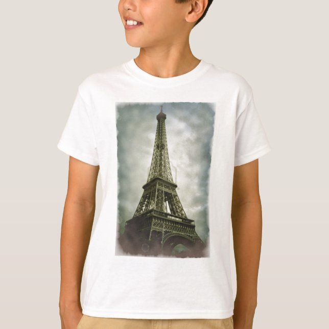 Camiseta Antigo efeito fotográfico Torre Eiffel Paris (Frente)