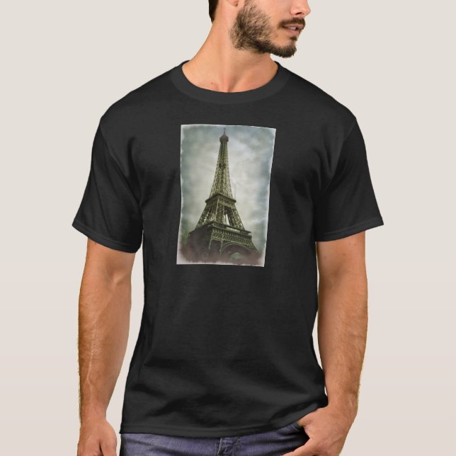 Camiseta Antigo efeito fotográfico Torre Eiffel Paris (Frente)