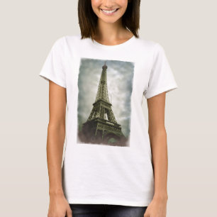 Camiseta Antigo efeito fotográfico Torre Eiffel Paris