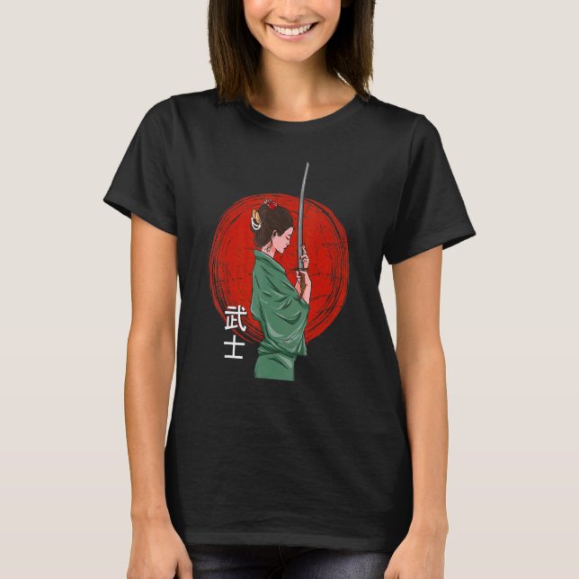 Camiseta Antigo japonês Geisha Samurai (Frente)