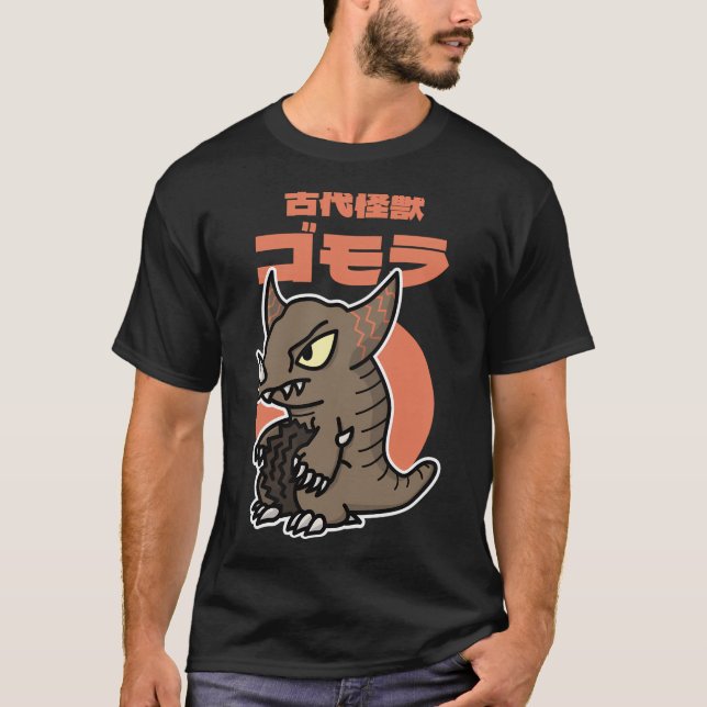 Camiseta Antigo Kaiju Gomora Estilo Chibi Kawaii (Frente)