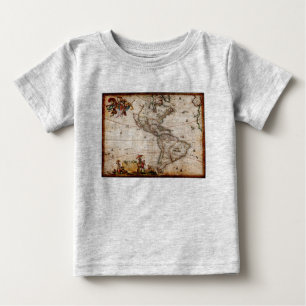 Camiseta Antigo mapa antigo da América do Norte e do Sul