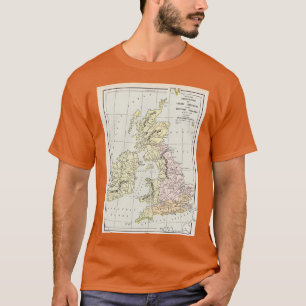 Camiseta Antigo Mapa das Ilhas Britânicas AngloSaxon 1901 V