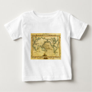 Camiseta Antigo Mapa Mundial Antiquado
