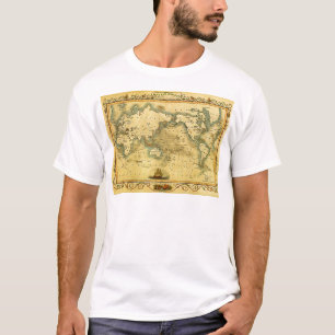 Camiseta Antigo Mapa Mundial Antiquado