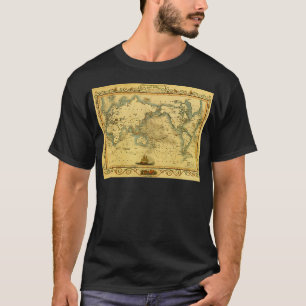 Camiseta Antigo Mapa Mundial Antiquado