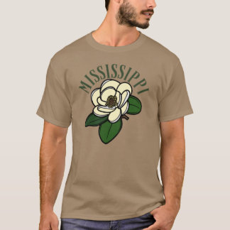 Camiseta Antigo Mississippi Magnolia Verde Texto Estado