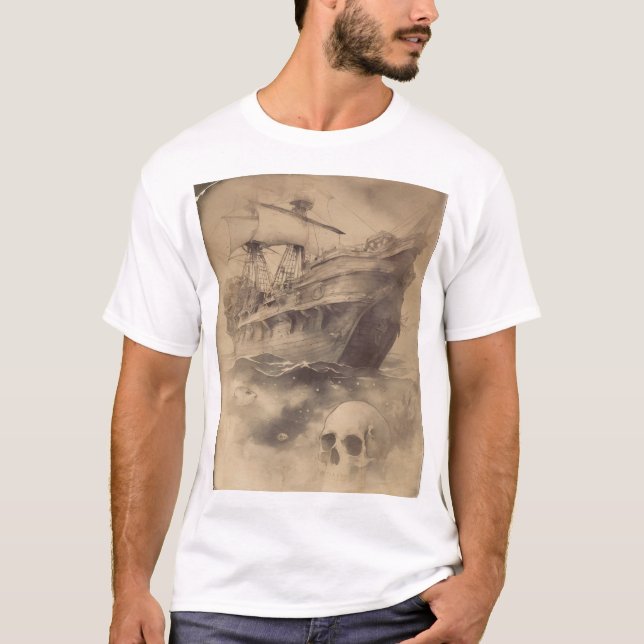 Camiseta Antigo navio pirata perdido (Frente)