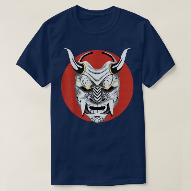 Camiseta Antigo Samurai Japonês Oni Mask Design Ogre Samu (Frente do Design)