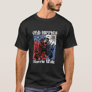 Camiseta Antigos Hippies para Kamala Harris Tim Walz Retro