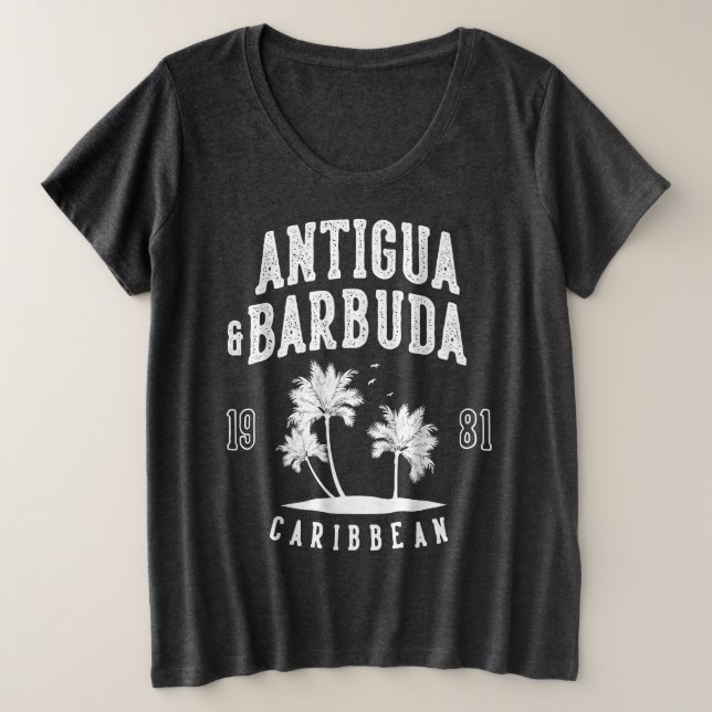 Camiseta Antigua & Barbuda Caribbean Palm Tree (Frente do Design)
