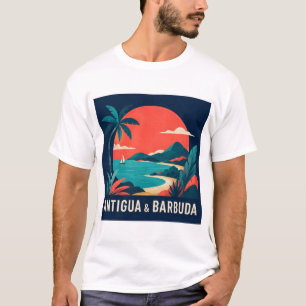 Camiseta Antigua e Barbuda Arte de Viagem Geométrico Modern