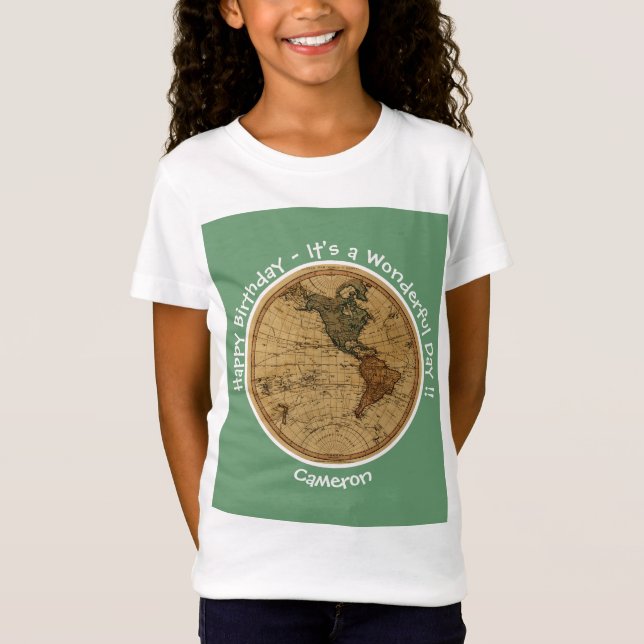 Camiseta Antiguamente 1786 Partido Tema do Mapa do Hemisfér (Frente)