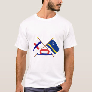 Camiseta Antilhas holandesas e bandeiras cruzadas Curaçau