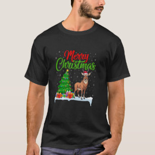 Camiseta Antílope Árvore de Natal Luzes Engraçadas Antílope
