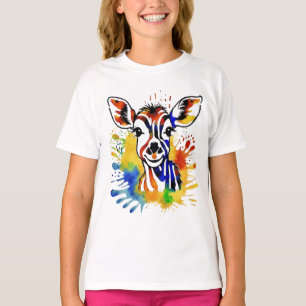 Camiseta Antílope colorido engraçado em aquarela
