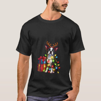 Camiseta Antílope Rena Cachorro Boston Terrier Animal de Es