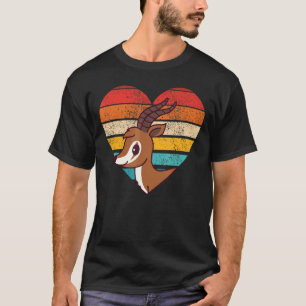 Camiseta Antílopes Bonitos Vintagem da Forma do Coração Ret