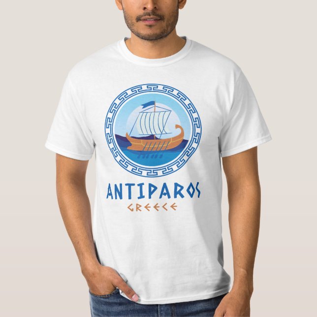 Camiseta Antiparos, Design de navio grego Grécia (Frente)
