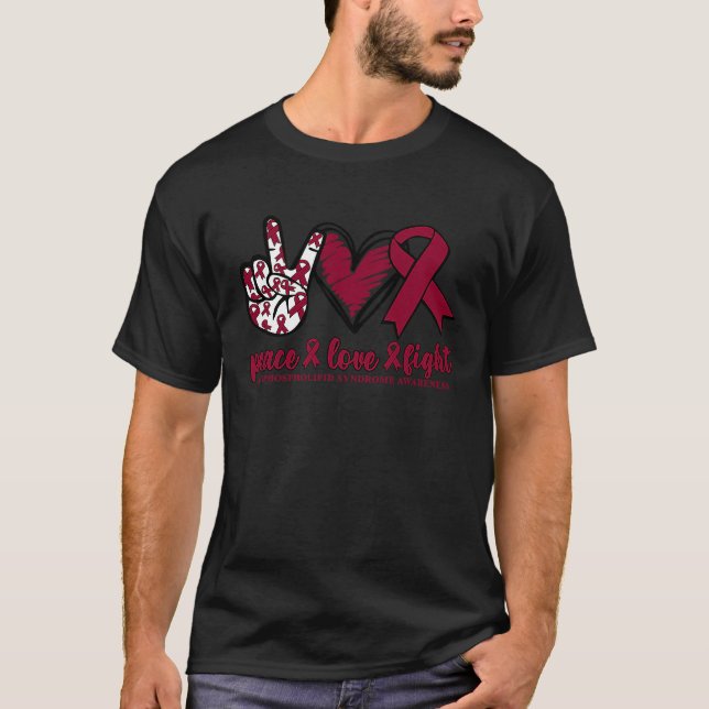 Camiseta Antiphospholipid Syndrome Burgundy Ribbon Peace Lo (Frente)
