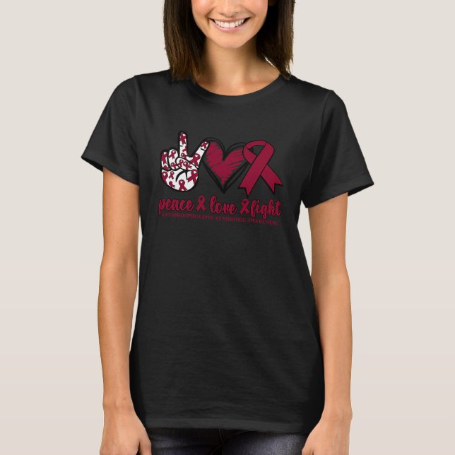 Camiseta Antiphospholipid Syndrome Burgundy Ribbon Peace Lo (Frente)