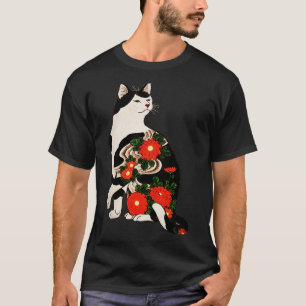 Camiseta Antiquado Gato De Impressão De Bloco De Madeira Ja