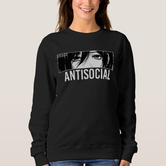 Camiseta Antisocial Anime Girl Japanese Eyes Introvert Otak (Frente)