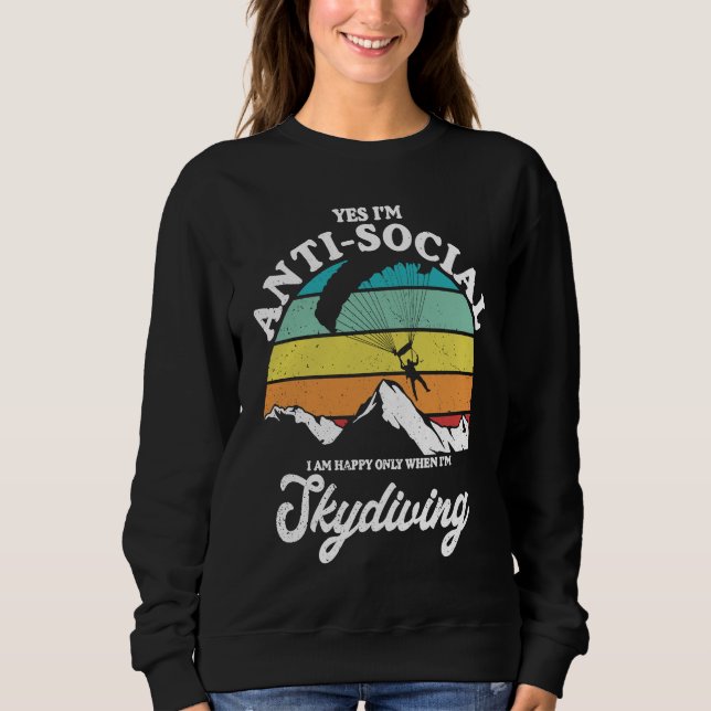 Camiseta Antisocial Happy When Skydiving Parachuting Skydiv (Frente)