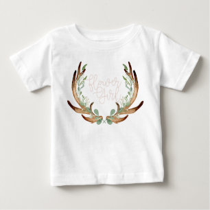 Camiseta Antler & Greenery Watercolor Wreath Flor