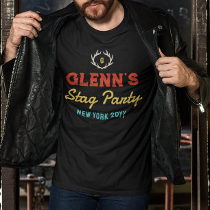 Camiseta Antlers Retro Cores Nome do Monograma do Grupo de