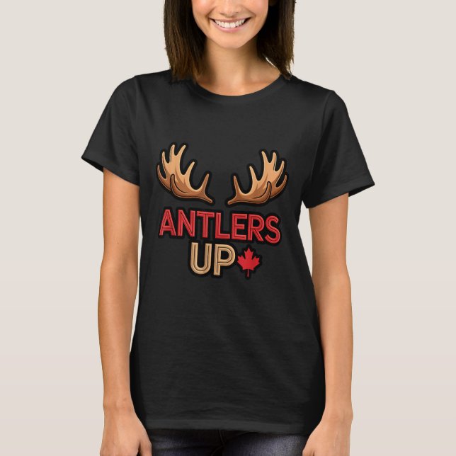 Camiseta Antlers Up Canadian Pride Funny Canada Flag Moose  (Frente)