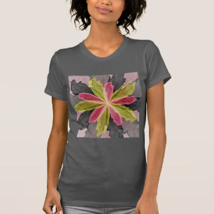 Camiseta Antracite verde rosa Fantasia Flor Arte Fractal