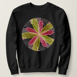 Camiseta Antracite verde rosa Fantasia Flor Arte Fractal