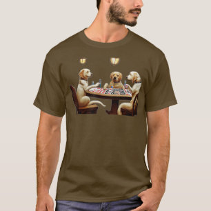 Camiseta Antropomórfico Três Cães Jogando Pôquer Juntos