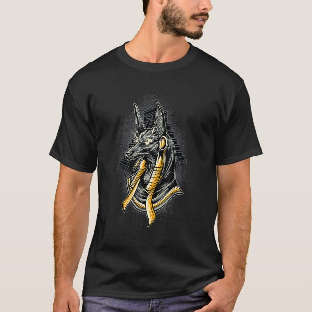 Camiseta Anubis Antigo Egito, Deus Hieróglifo (Frente)