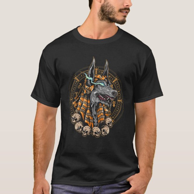 Camiseta Anubis Egípcio Deus Pós-Vida Oculta Mito Metodolog (Frente)