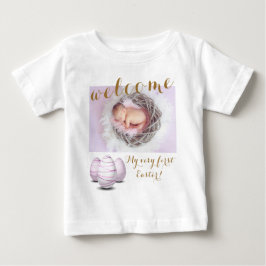 Camiseta Anunciação do Bebê Fotográfico de Boas-vindas aos 