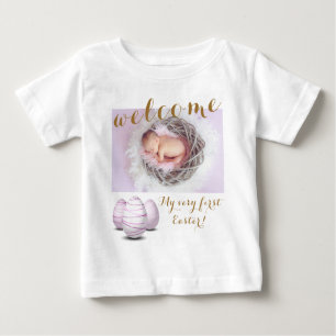 Camiseta Anunciação do Bebê Fotográfico de Boas-vindas aos