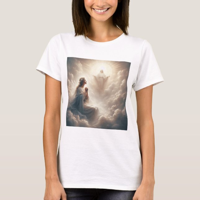 Camiseta Anunciación Divina: Virgen y Bendición Celestial (Frente)