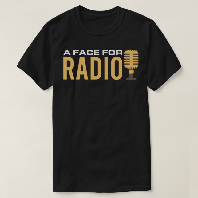 Camiseta Anunciante De Rádio Um Rosto Para A Radiodifusão E (Frente do Design)